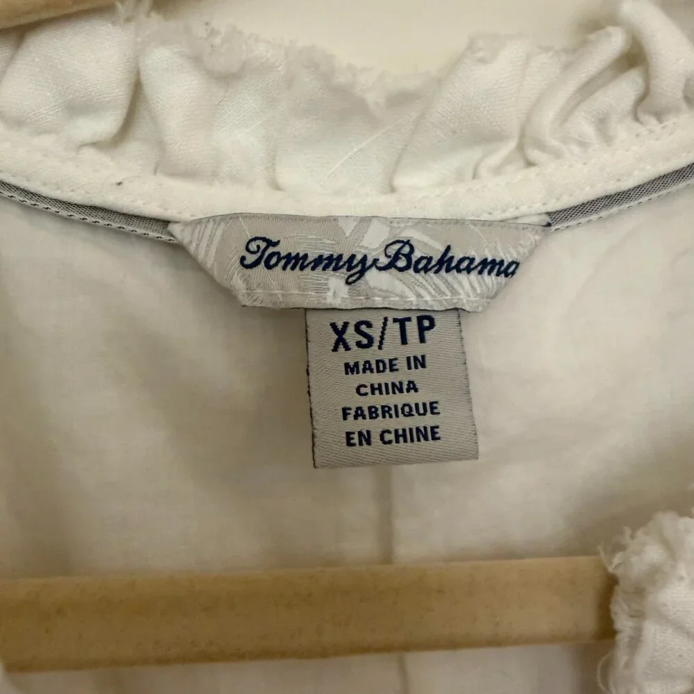 Tommy Bahama Two Palms Double Ruffle Dress 100% Linen Beachy Coastal White - XS - Picture 4 of 8